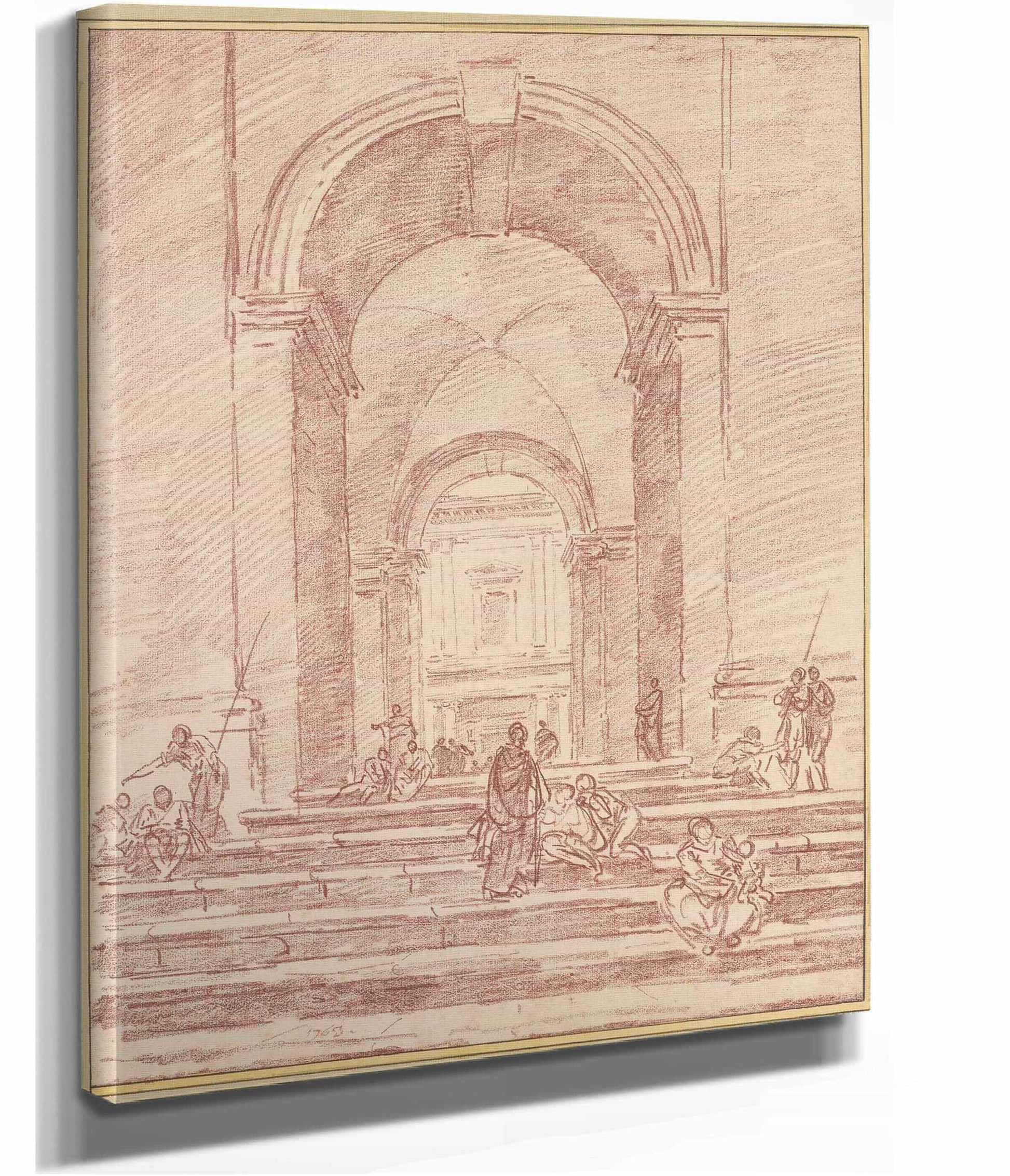 Figures In A Roman Arcade by Hubert Robert