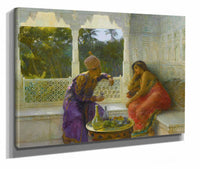 Figures In An Interior With Garden Of Palms Beyond by Edwin Lord Weeks