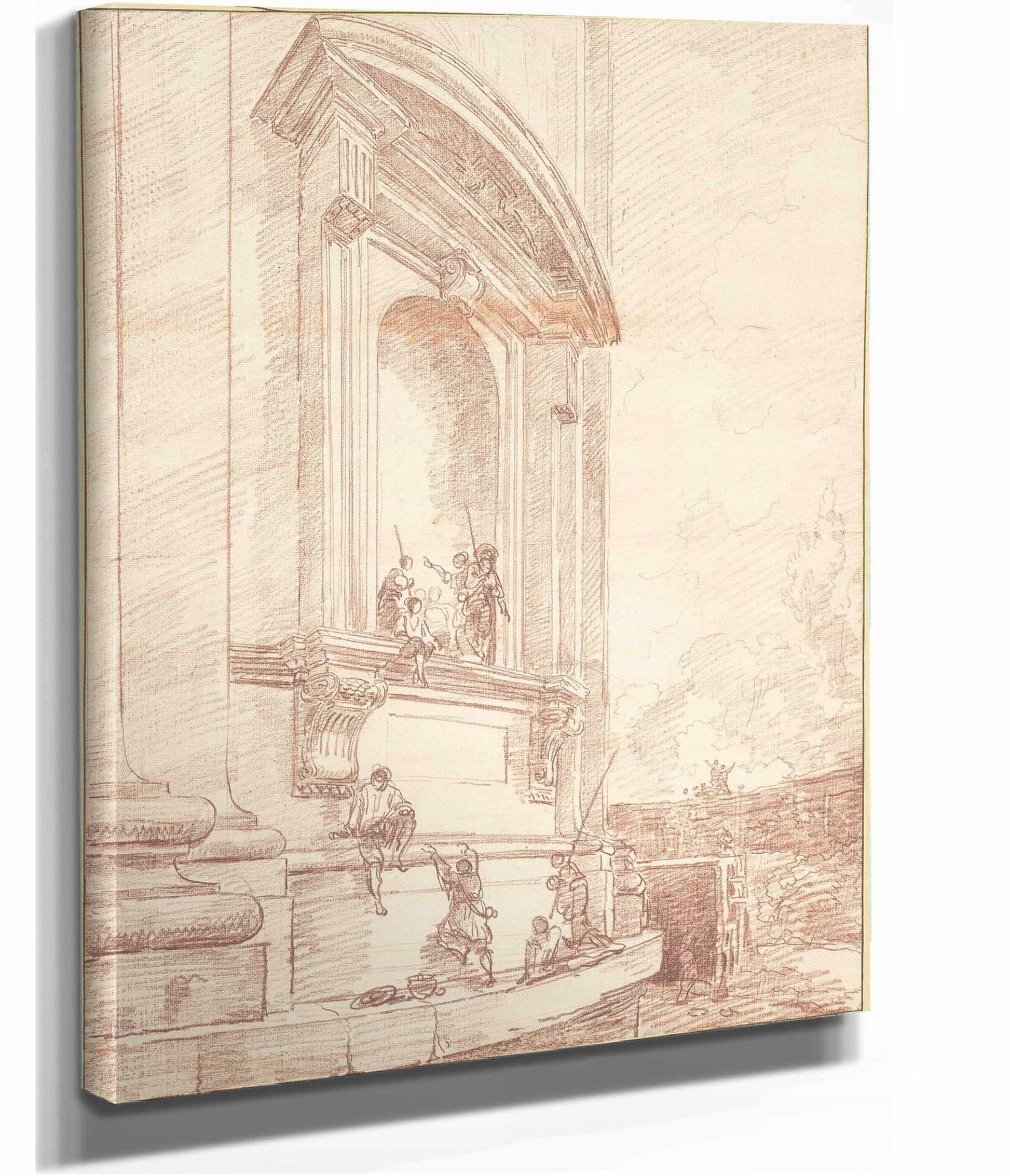 Figures In One Of Michelangelos Niches On The Apse Of St Peters Rome by Hubert Robert