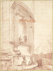 Figures In One Of Michelangelos Niches On The Apse Of St Peters Rome by Hubert Robert