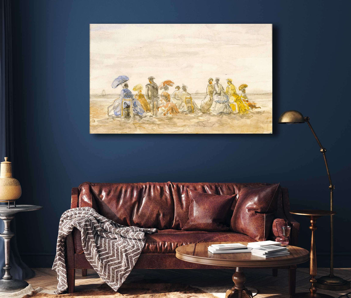 Figures On The Beach At Trouville by Eugene Boudin