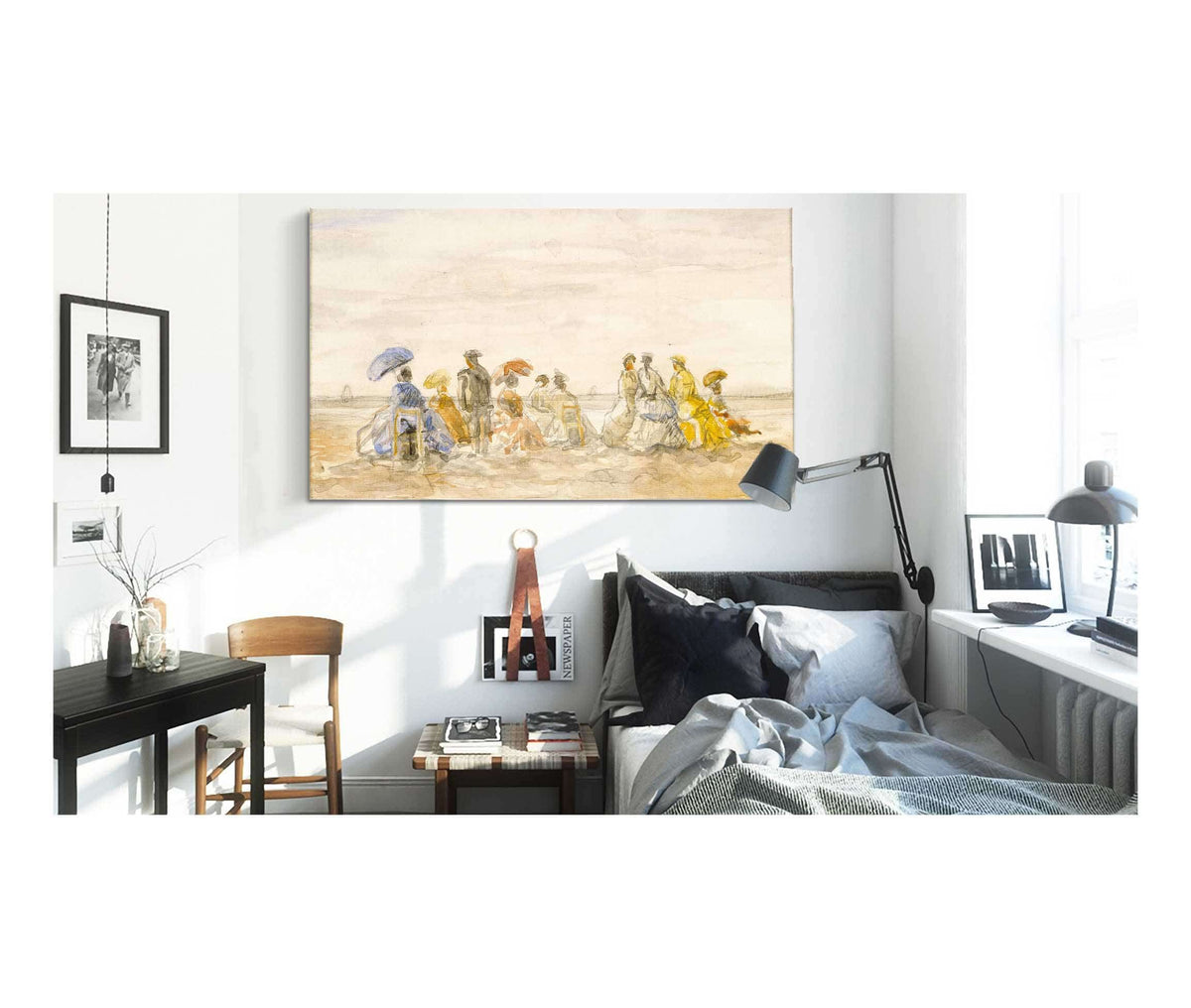 Figures On The Beach At Trouville by Eugene Boudin