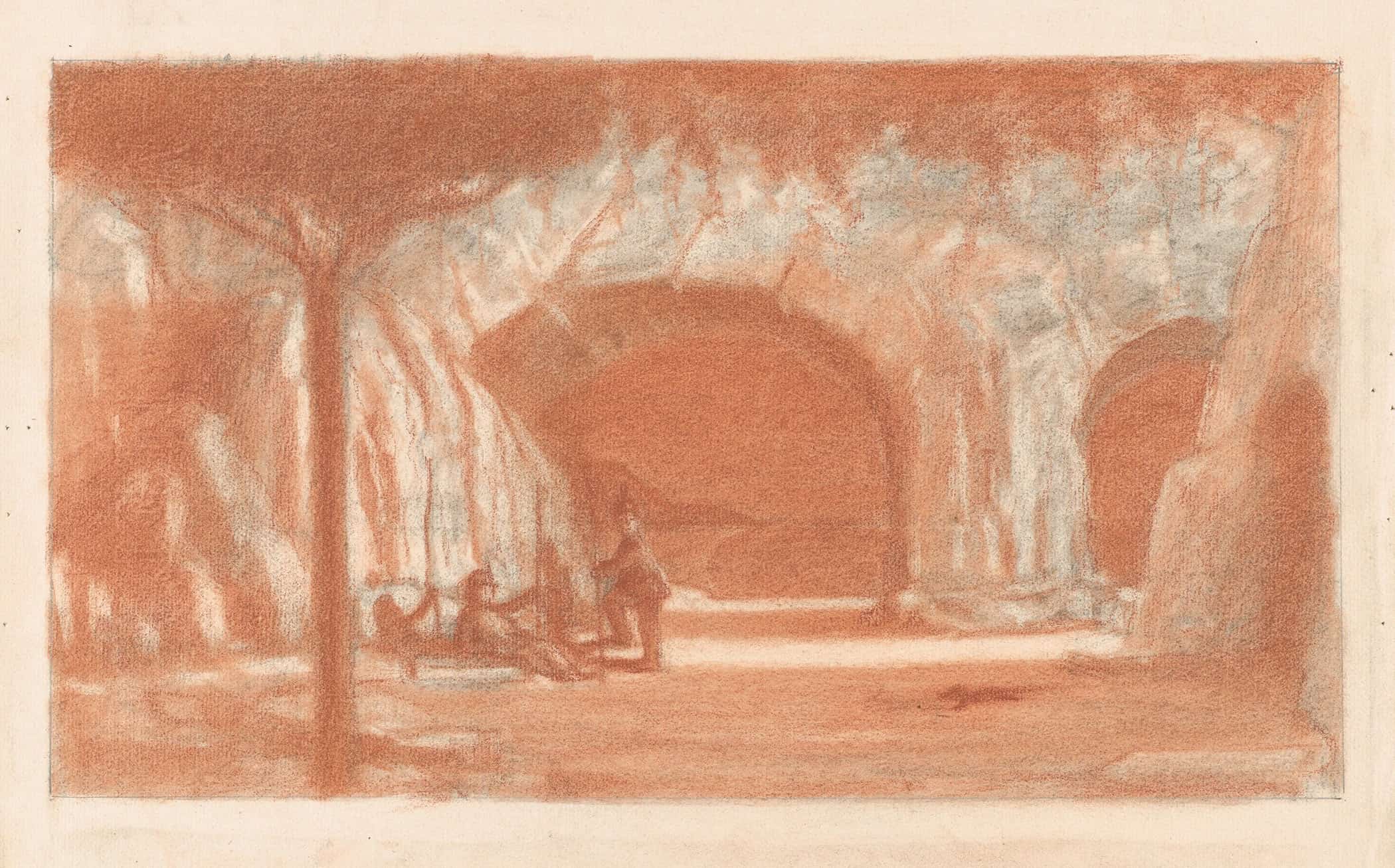 Figures Resting By A Cave   by Herbert Crowley