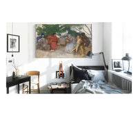 Figures Seated Along An Outdoor Bench by Edwin Austin Abbey