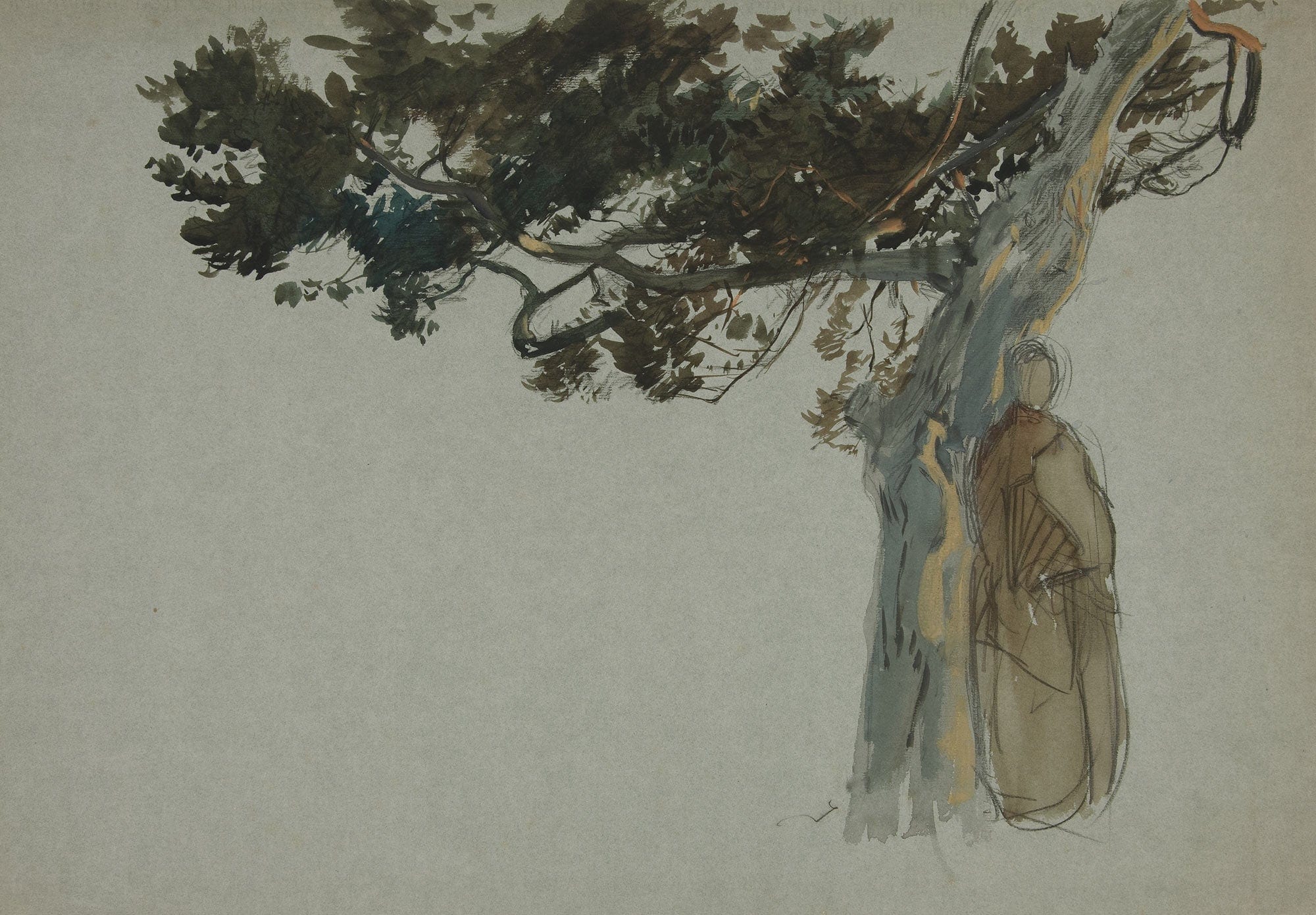Figures Standing Beneath A Tree by Edwin Austin Abbey