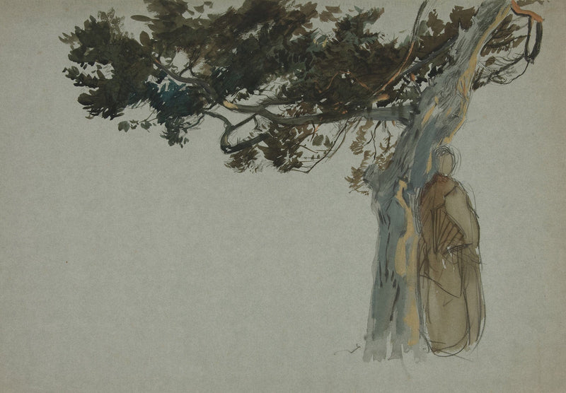 Figures Standing Beneath A Tree by Edwin Austin Abbey