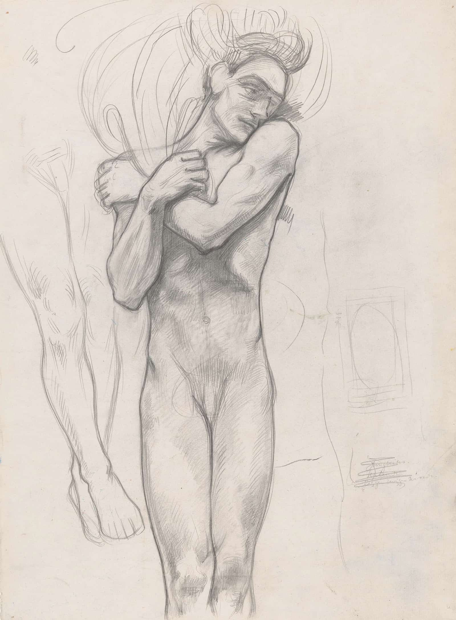 Figuurstudie Voor De Affiche Lucifer Van Vondel  by Richard Nicolaus Roland Holst