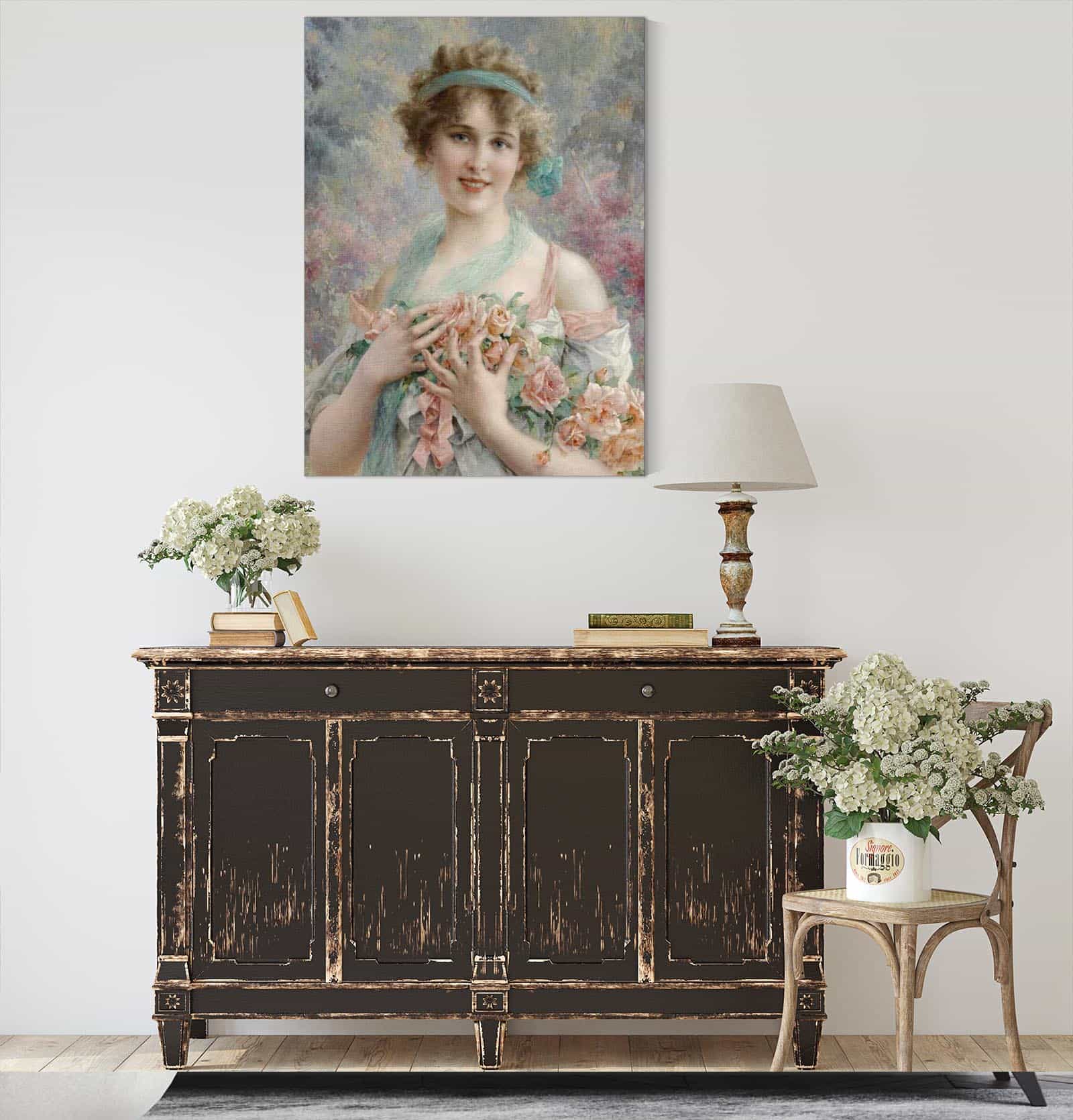 Fille Aux Roses Emile Vernon by Emile Vernon