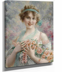 Fille Aux Roses Emile Vernon by Emile Vernon