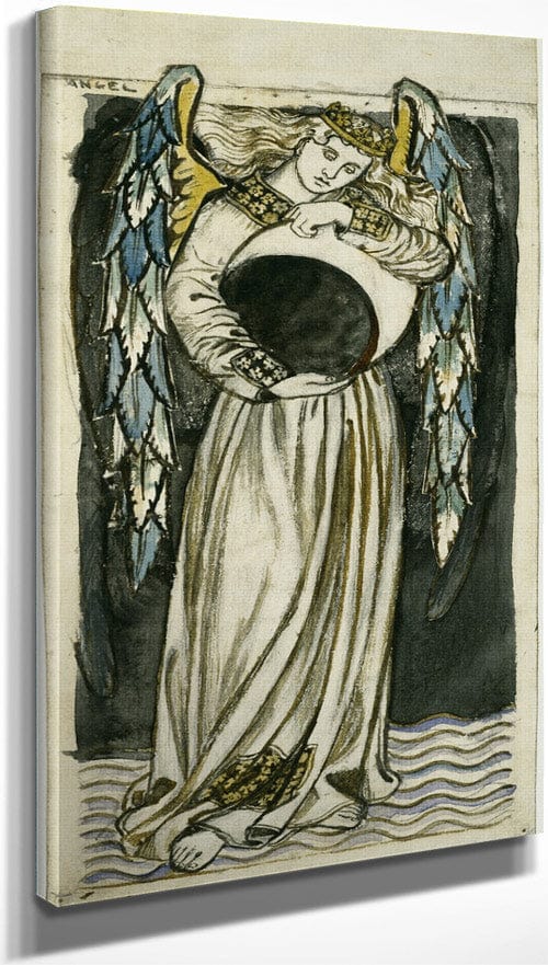 10" x 20" / Canvas Wrap Night  Angel Holding A Waning Moon By William Morris Fine Art Print