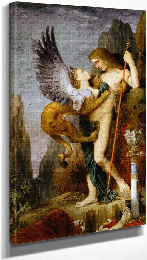 10" x 20" / Canvas Wrap Oedipus And The Sphinx 1864 By Gustave Moreau Fine Art Print