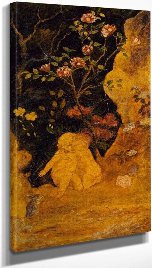 10" x 20" / Canvas Wrap Panel For A Screen Children Frightened By A Rabbit By Albert Pinkhamryder Fine Art Print
