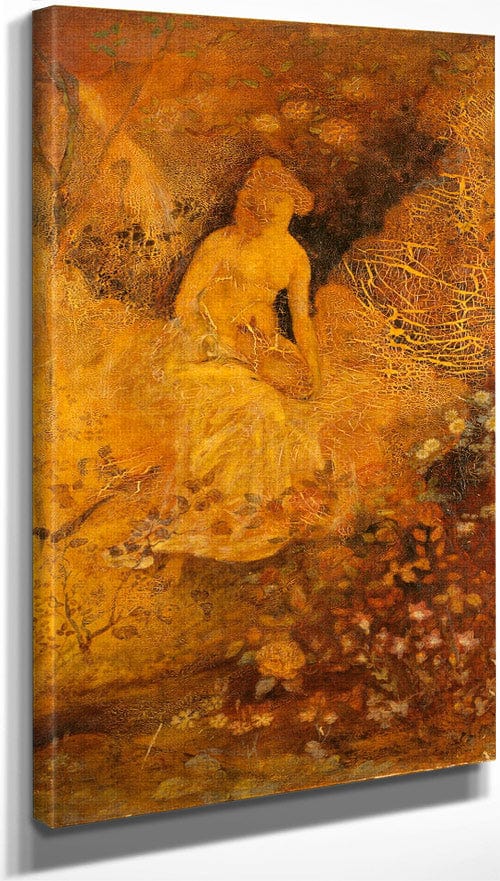 10" x 20" / Canvas Wrap Panel For A Screen  Woman With A Deer By Albert Pinkhamryder Fine Art Print