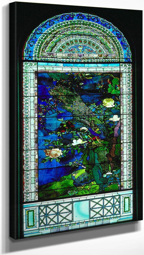 10" x 20" / Canvas Wrap Peacocks And Peonies I By John La Farge Fine Art Print