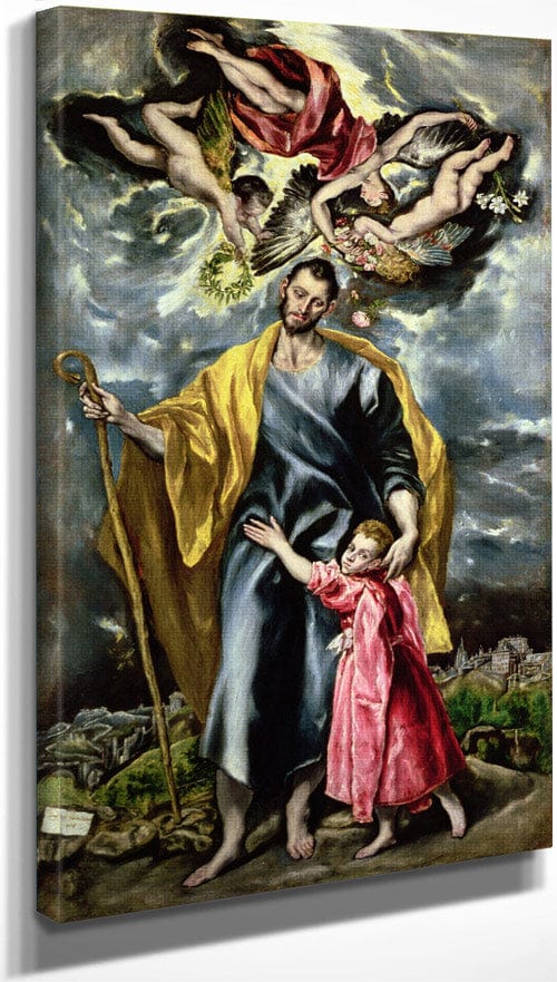 10" x 20" / Canvas Wrap St. Joseph And The Christ Child By El Greco Fine Art Print