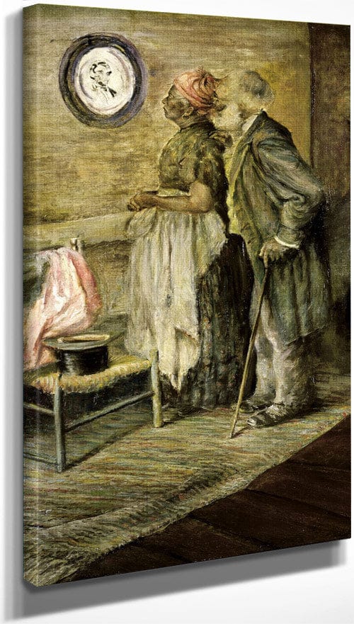10" x 20" / Canvas Wrap The Old Couple Looking At A Portrait Of Lincoln By Harry Roseland Fine Art Print