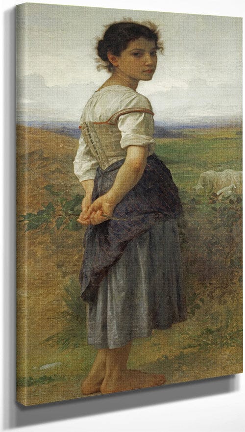 10" x 20" / Canvas Wrap The Young Shepherdess By William Adolphe Bouguereau Fine Art Print