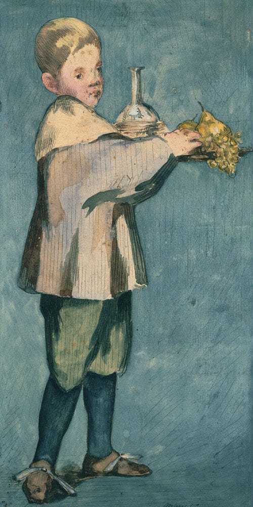 10" x 20" / Fine Art Paper Boy Carrying A Tray By  Manet Edouard Fine Art Print