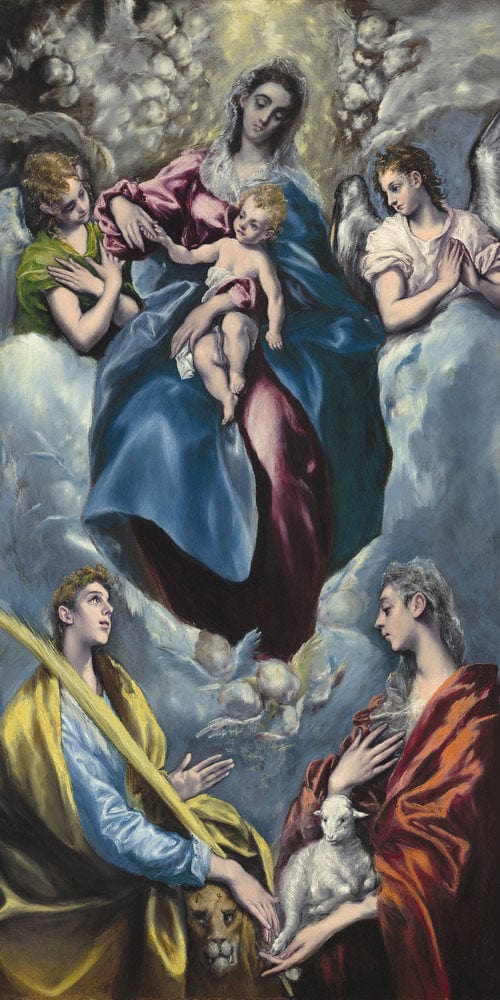 10" x 20" / Fine Art Paper Madonna And Child With Saint Martina And Saint Agnes By El Greco Fine Art Print