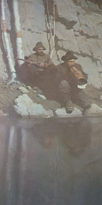 10" x 20" / Fine Art Paper Moose Hunters A Moonlit Night By NC Wyeth Fine Art Print