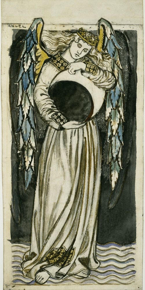 10" x 20" / Fine Art Paper Night  Angel Holding A Waning Moon By William Morris Fine Art Print