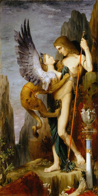 10" x 20" / Fine Art Paper Oedipus And The Sphinx 1864 By Gustave Moreau Fine Art Print