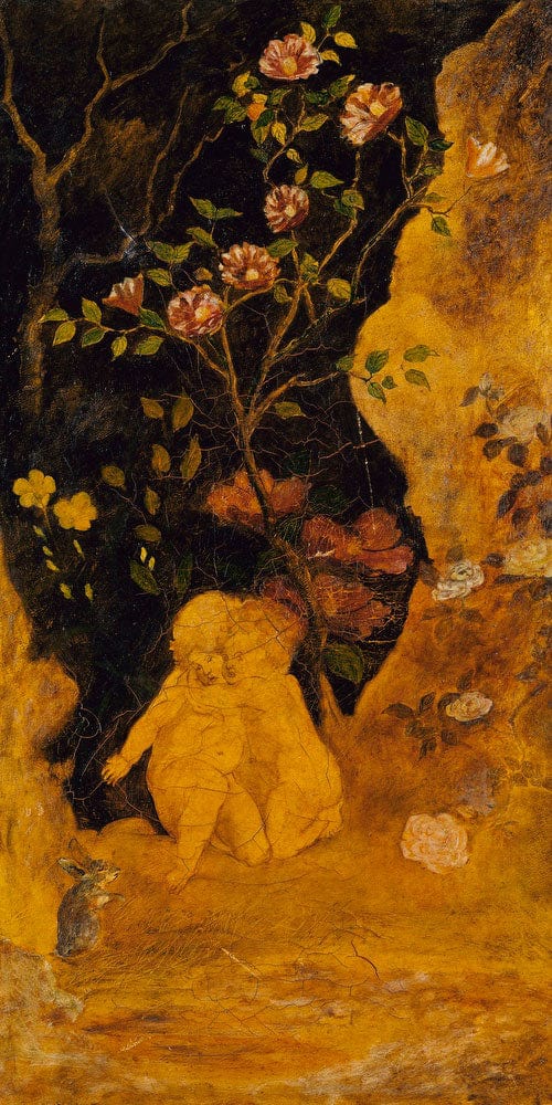 10" x 20" / Fine Art Paper Panel For A Screen Children Frightened By A Rabbit By Albert Pinkhamryder Fine Art Print