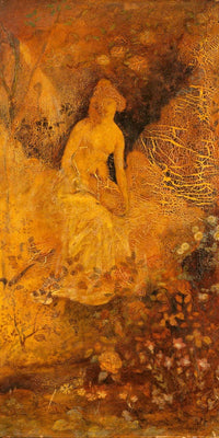 10" x 20" / Fine Art Paper Panel For A Screen  Woman With A Deer By Albert Pinkhamryder Fine Art Print