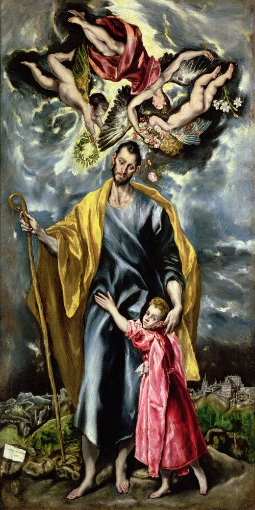 10" x 20" / Fine Art Paper St. Joseph And The Christ Child By El Greco Fine Art Print