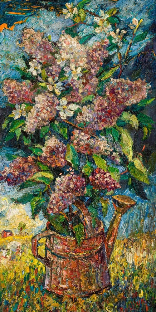 10" x 20" / Fine Art Paper Still Life With Lilacs In A Landscape By David Cox Fine Art Print