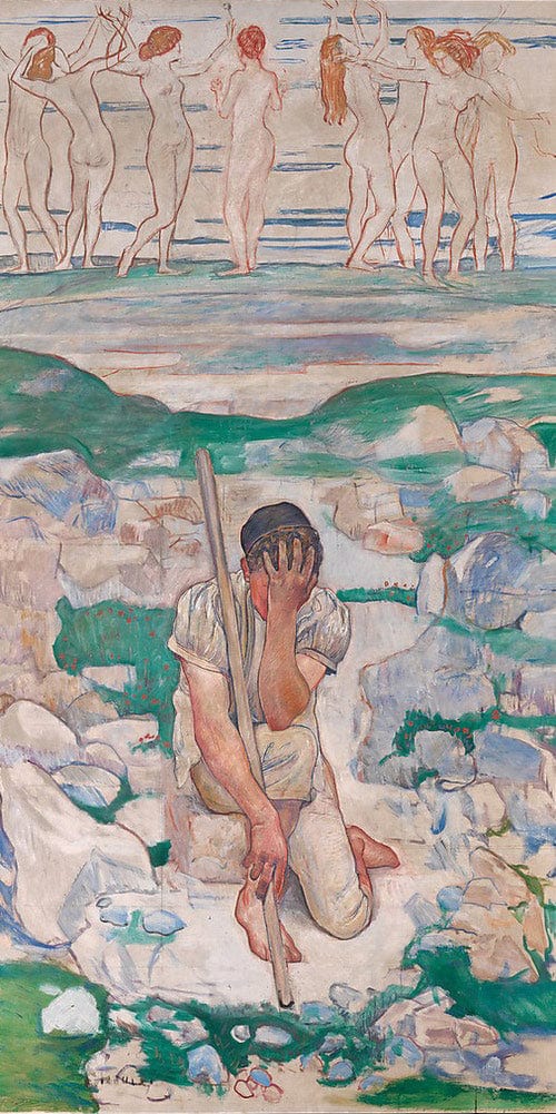 10" x 20" / Fine Art Paper The Dream Of The Shepherd 1896 Symbolism 250 2X130 5Cm Met By Ferdinand Hodler Fine Art Print