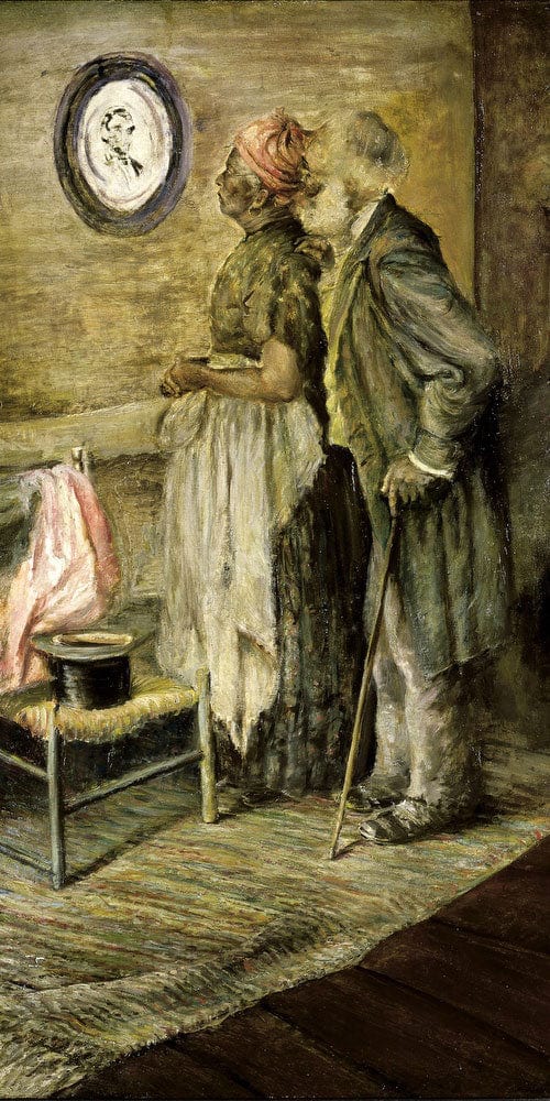 10" x 20" / Fine Art Paper The Old Couple Looking At A Portrait Of Lincoln By Harry Roseland Fine Art Print