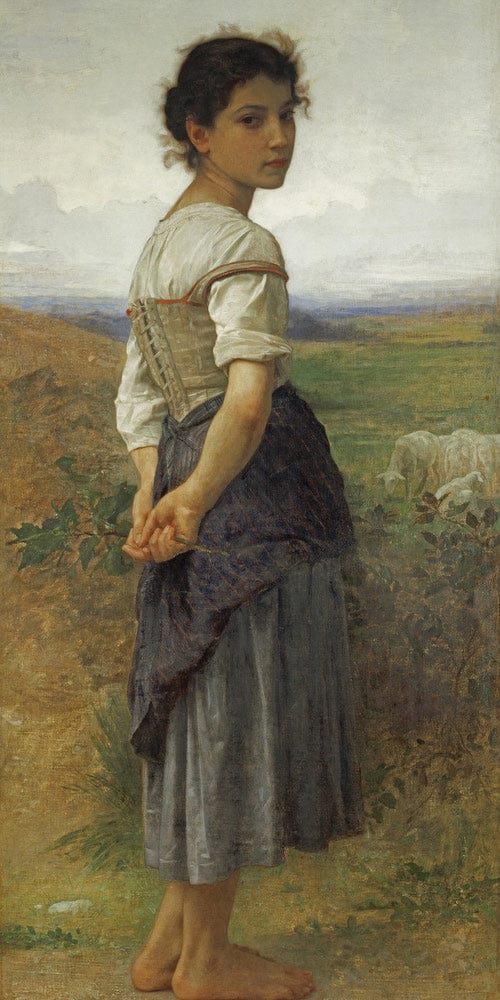 10" x 20" / Fine Art Paper The Young Shepherdess By William Adolphe Bouguereau Fine Art Print