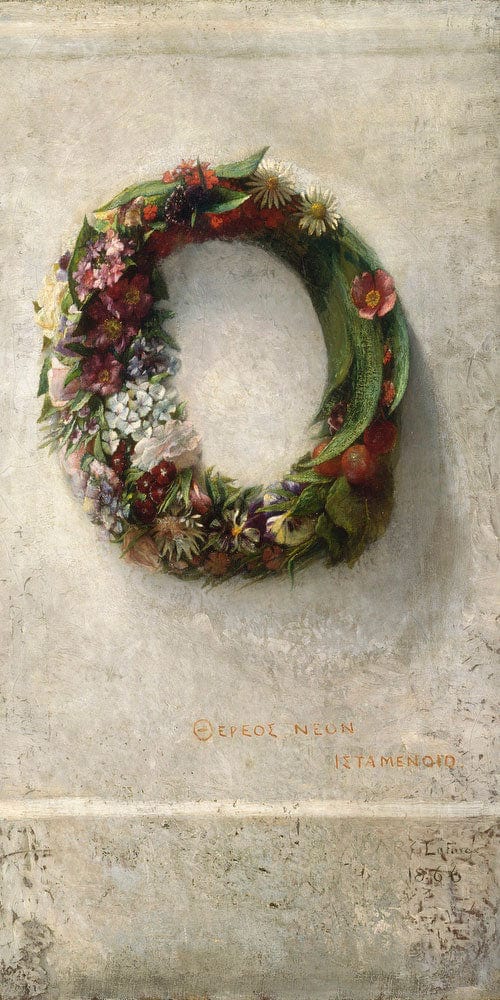 10" x 20" / Fine Art Paper Wreath Of Flowers By John La Farge Fine Art Print