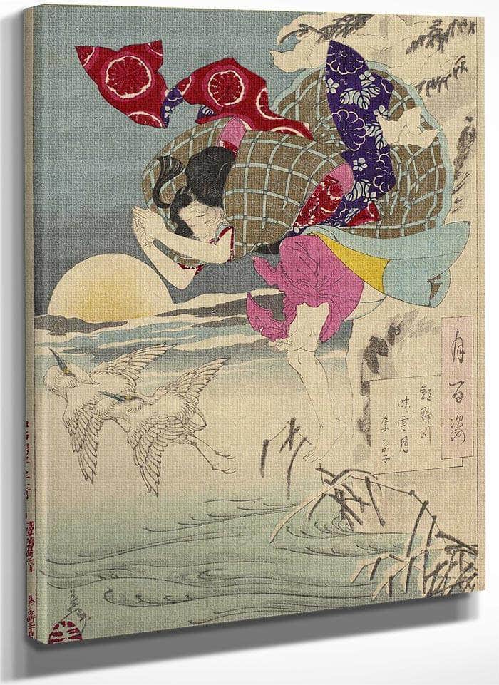 100 Aspects No 10 Moon Of Pure Snow At Asano River 1885 By Tsukioka Yoshitoshi Fine Art Print