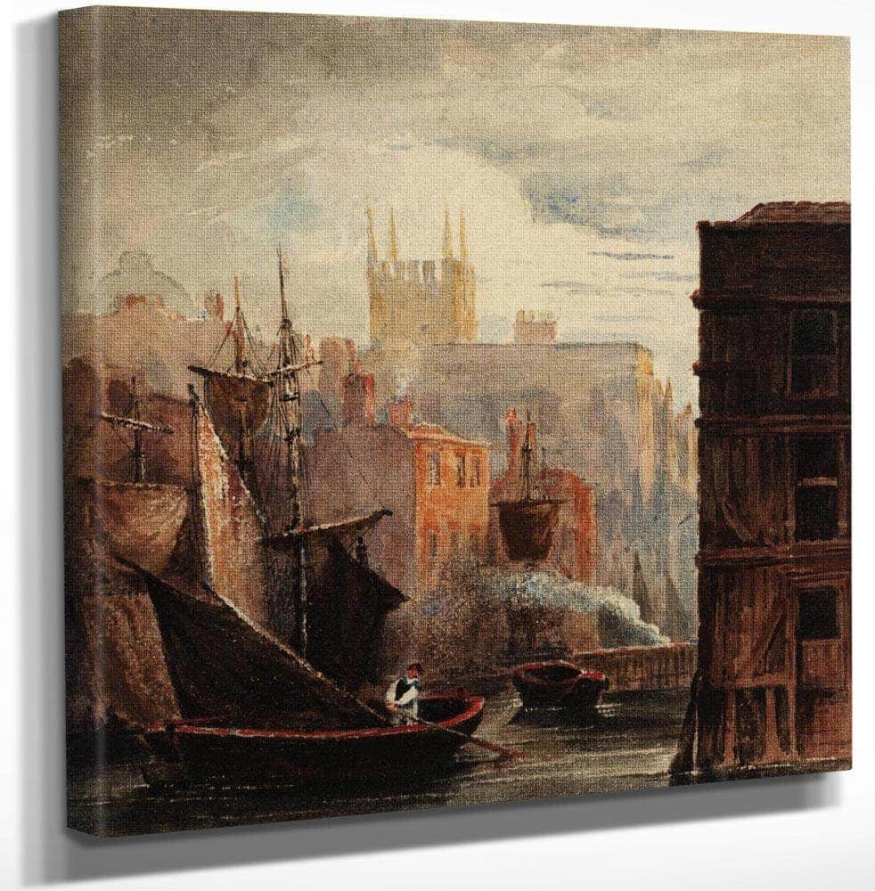 12" x 12" / Canvas Wrap A River Scene By David Cox Fine Art Print