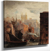 12" x 12" / Canvas Wrap A River Scene By David Cox Fine Art Print