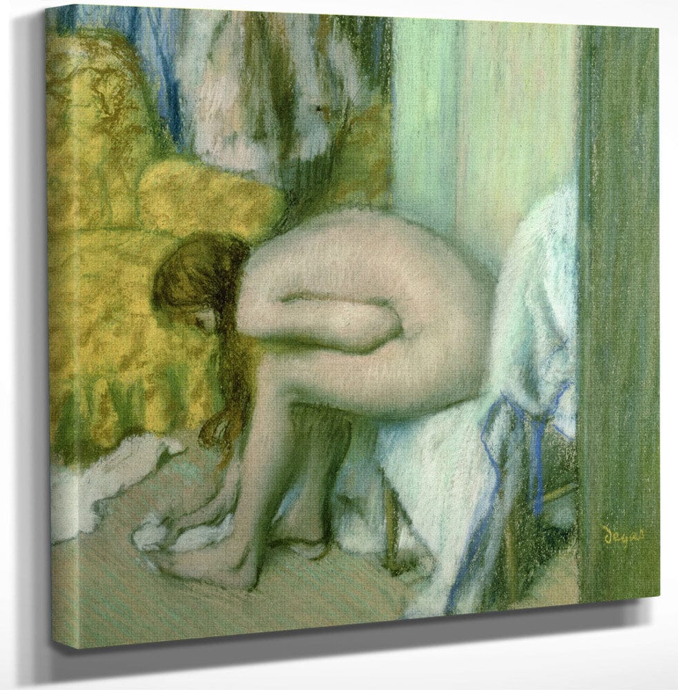 12" x 12" / Canvas Wrap After The Bath, Woman Drying Her Left Foot By Edgar Degas Fine Art Print