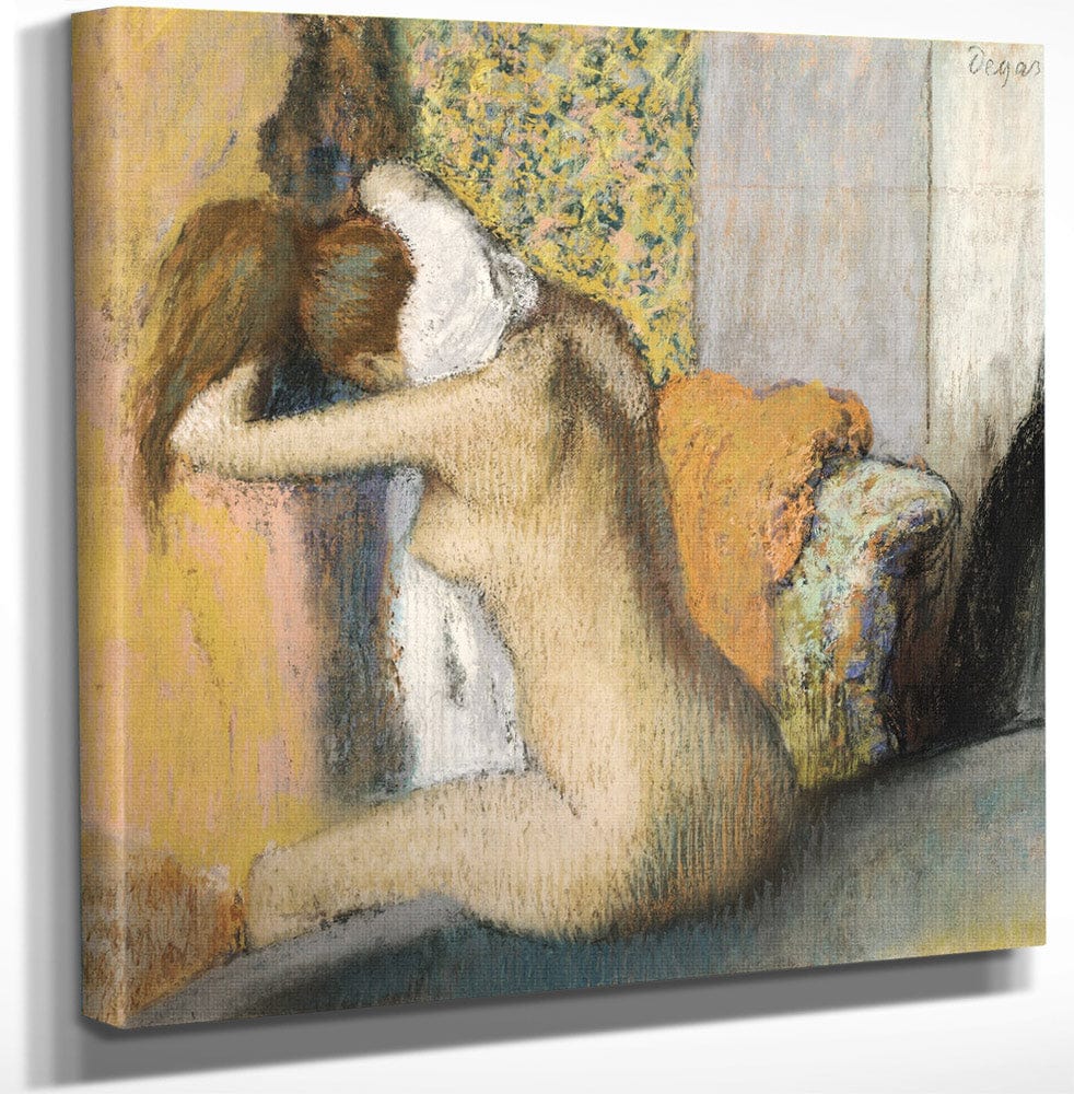 12" x 12" / Canvas Wrap After The Bath, Woman Drying Her Neck By Edgar Degas Fine Art Print
