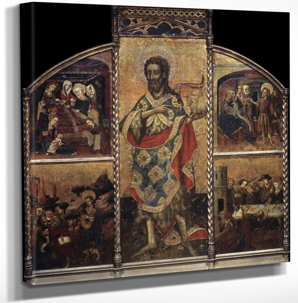 12" x 12" / Canvas Wrap Altarpiece Of Saint John The Baptist By Blasco De Granen Fine Art Print