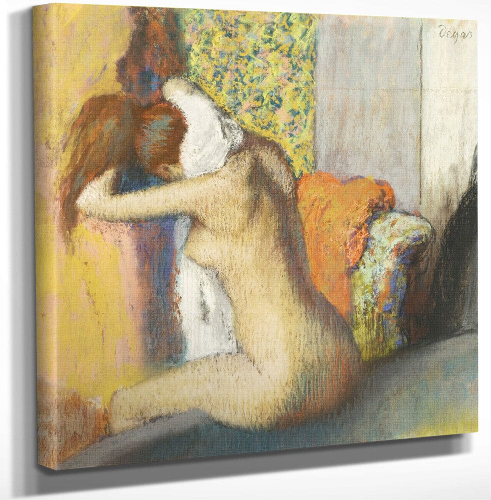 12" x 12" / Canvas Wrap Apres Le Bain, Femme S'essuyant La Nuque By Edgar Degas Fine Art Print