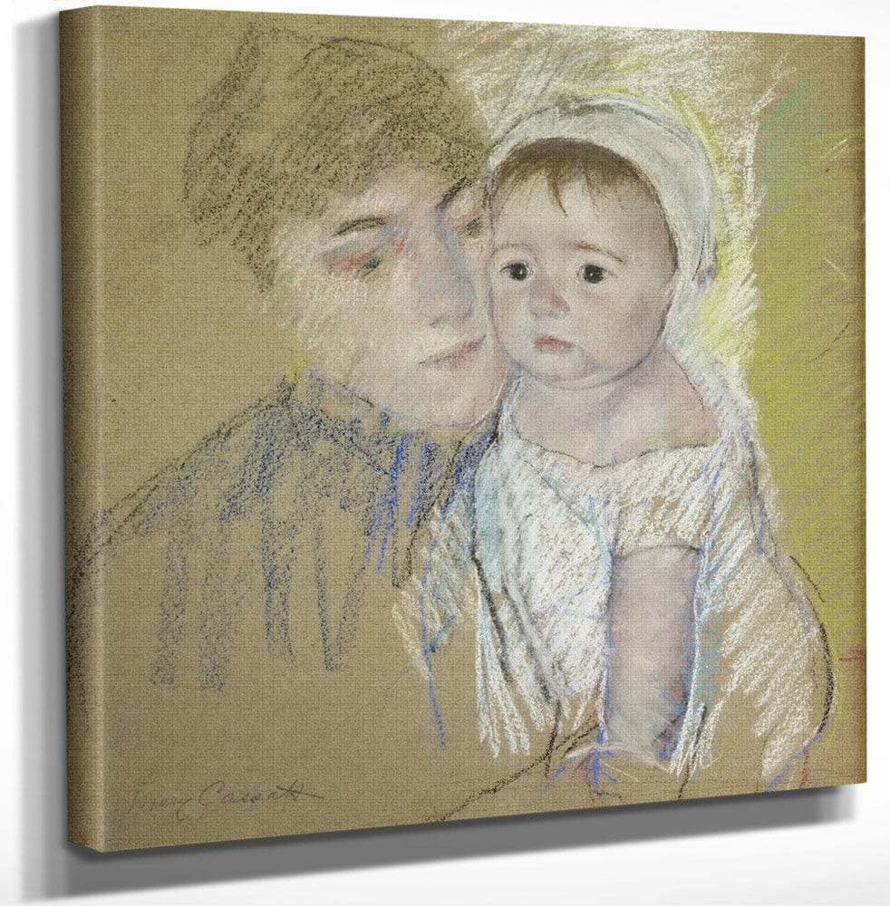 12" x 12" / Canvas Wrap Baby Bill In His Cap And Shift, Held By His Nurse By Mary Cassatt Fine Art Print
