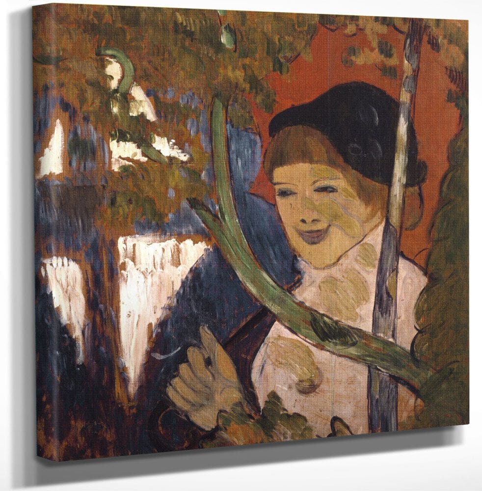 12" x 12" / Canvas Wrap Breton Girl With A Red Umbrella By Emile Bernard Fine Art Print