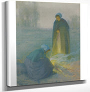 12" x 12" / Canvas Wrap By The Fire By Myron G Barlow Fine Art Print