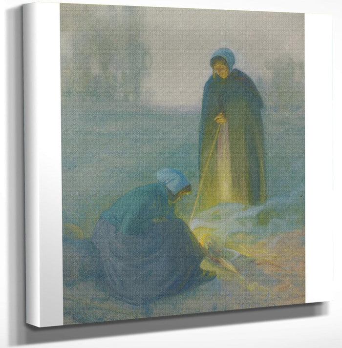 12" x 12" / Canvas Wrap By The Fire By Myron G Barlow Fine Art Print