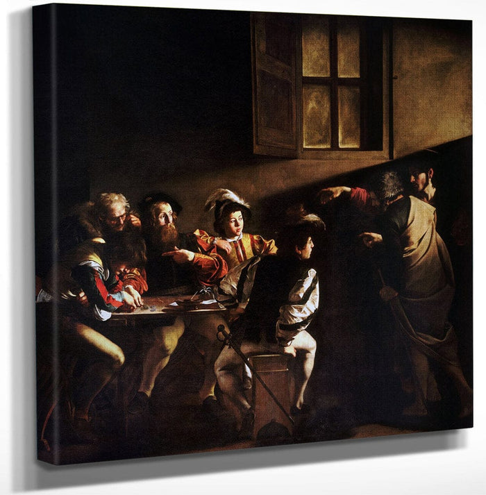 12" x 12" / Canvas Wrap Calling Of Saint Matthew By Caravaggio Fine Art Print