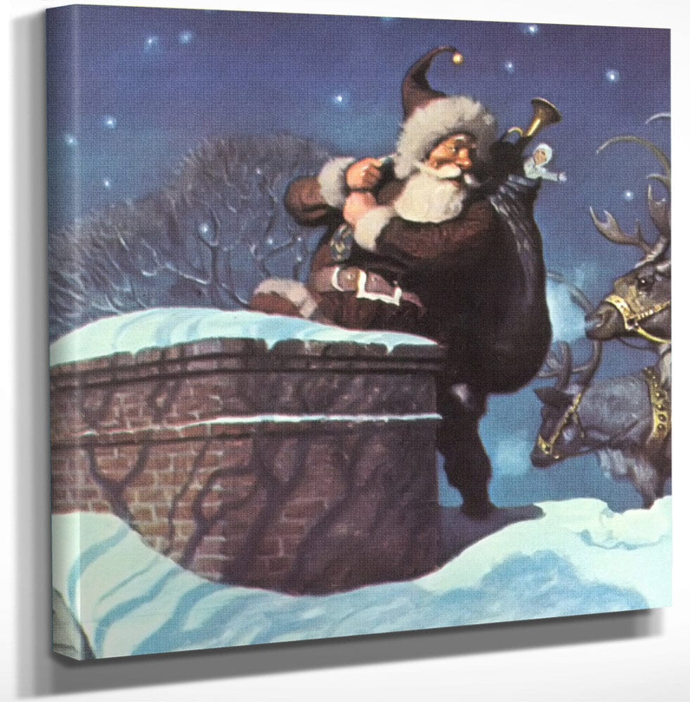 12" x 12" / Canvas Wrap Christmas Day By NC Wyeth Fine Art Print