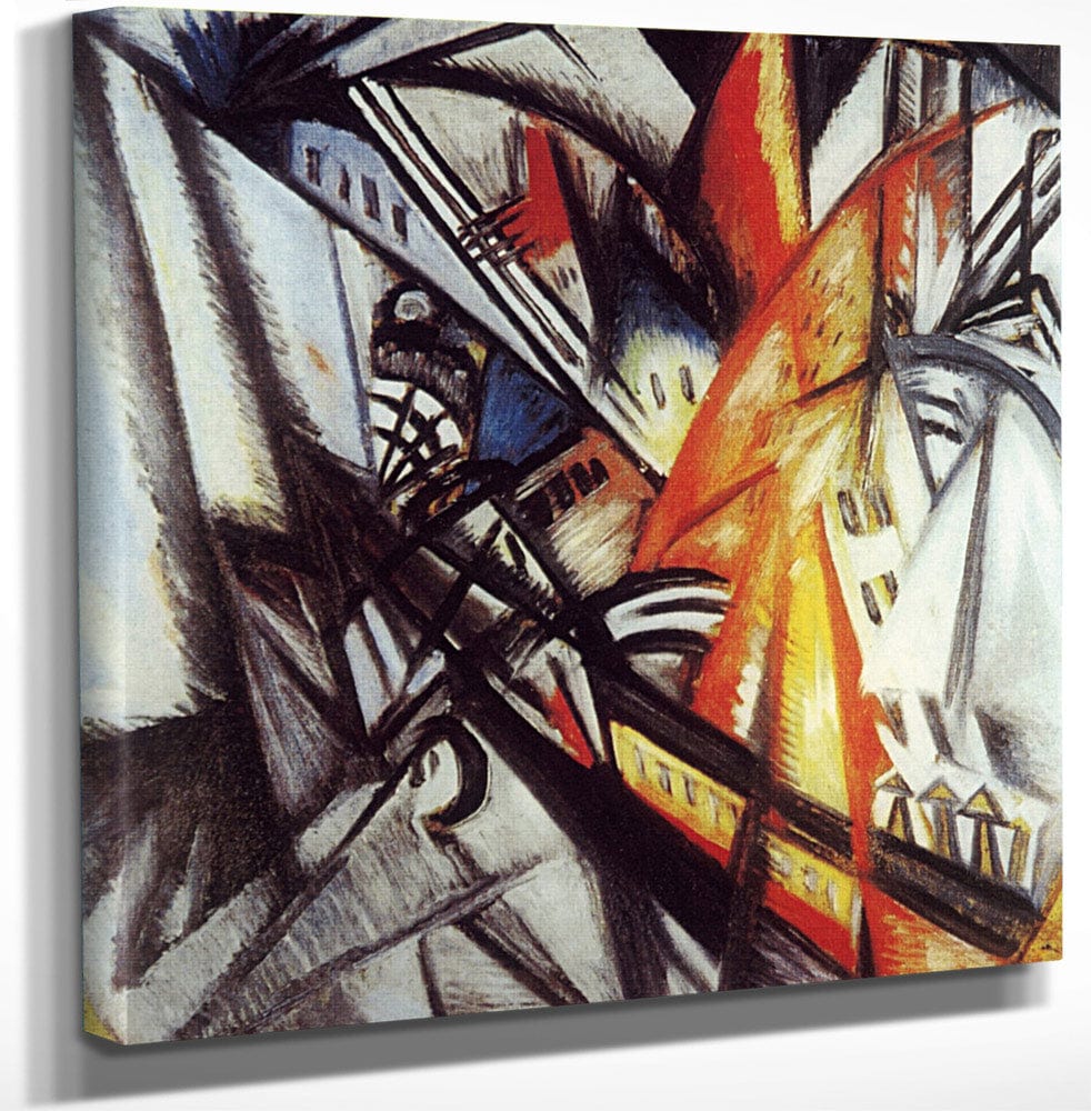 12" x 12" / Canvas Wrap City On Fire 1914 By Olga Rozanova Fine Art Print