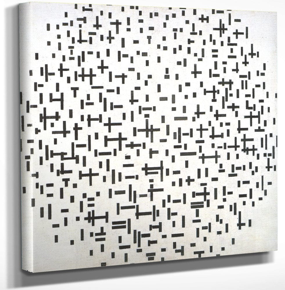 12" x 12" / Canvas Wrap Compositie in lijn, tweede staat, 1916-1917 By Piet Mondrian Fine Art Print