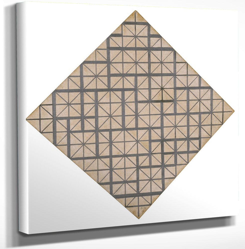 12" x 12" / Canvas Wrap Composition In Black And Gray 1919 By Piet Mondrian Fine Art Print